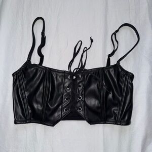 Urban Outfitters Black Faux Leather Corset Top